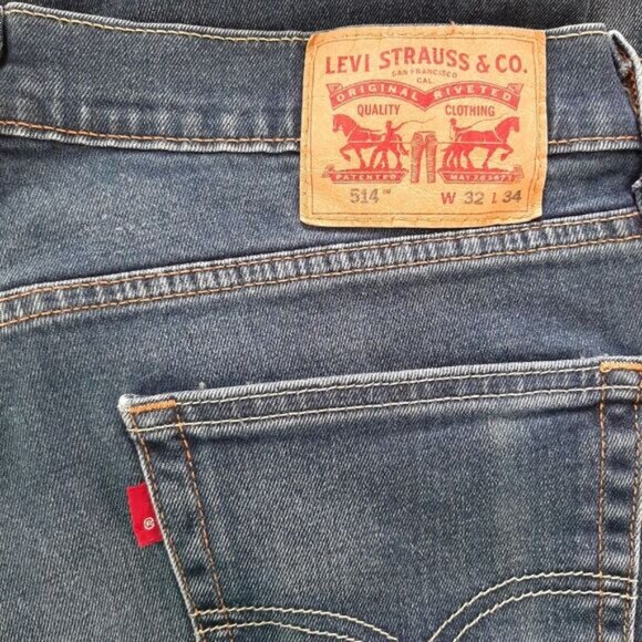LEVI'S 514 Straight Fit Medium Wash Blue Jeans Men's Sz 32 - Picture 10 of 14
